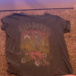 Billabong Dark Tee with Skeleton and Floral Design